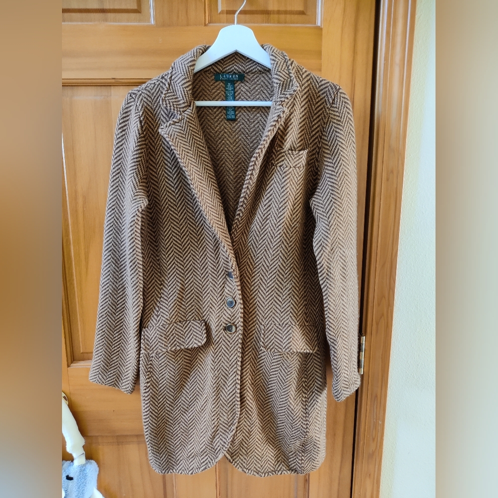 Ralph Lauren Women's Brown Herringbone Coat